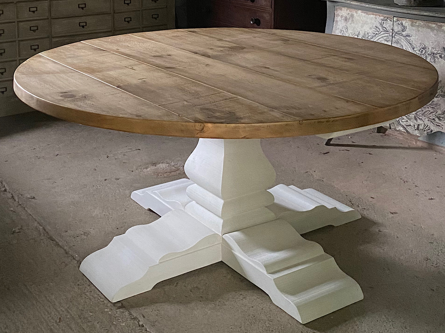 Large Round Rustic Dining Table